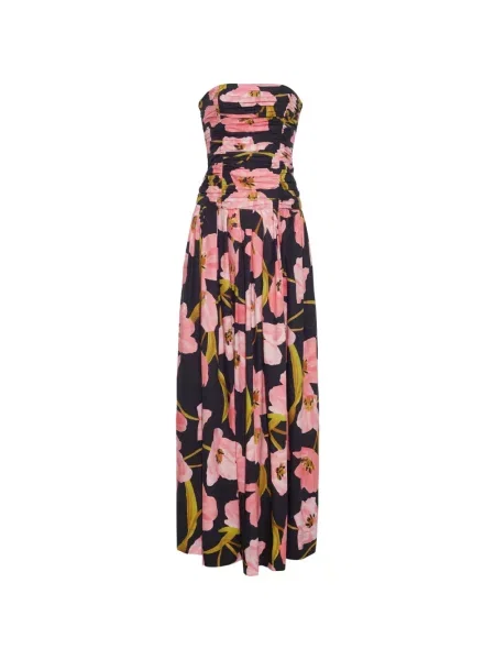 Rochie Cara Cara cu model floral cu imagine fără bretele negru