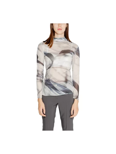 Bluzka Rinascimento z siateczką z siateczki z nadrukiem czarna