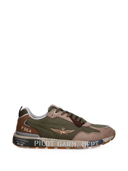 Sneakerși Aeronautica Militare cu broderie verde