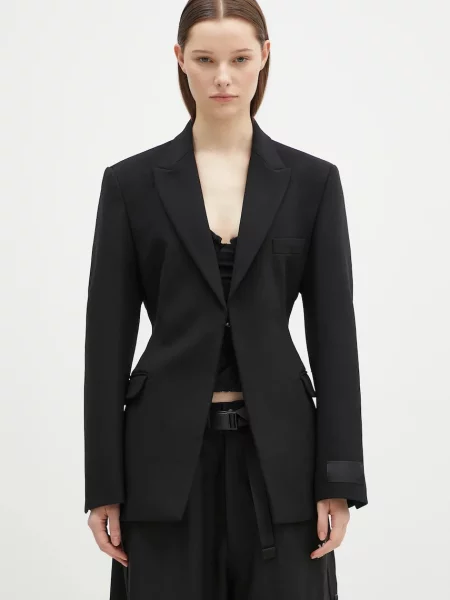 VETEMENTS geaca de lana Hourglass Tailored un singur rand de neted negru