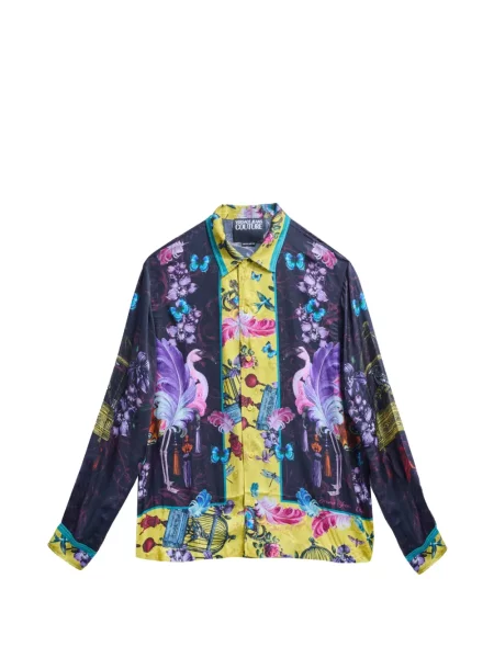Cămașă de blugi Versace Jeans Couture cu imagine negru