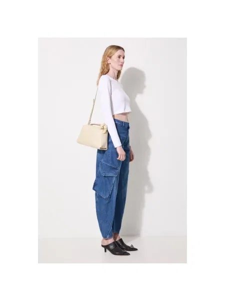 Top Jw Anderson z długim rękawem o skróconej długości z logo biały