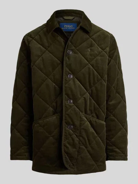 Kurtka sztruksowa o kroju regular fit z wykładanym kołnierzem Polo Ralph Lauren zielona