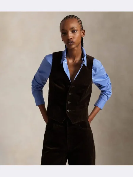 POLO RALPH LAUREN De catifea reiată vestă Concept maro