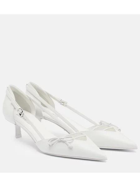 Usnjene salonarji Prada z lokom bela