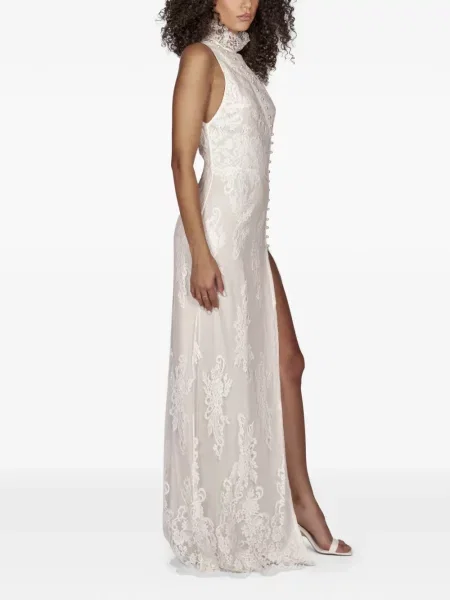 Haljina Mia Peculiar sa perlicama s cvjetnim printom s čipkom bijela