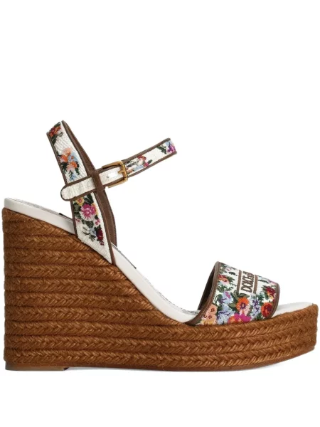 Sandale Dolce & Gabbana cu model floral alb