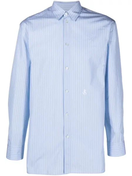 Cămașă Jil Sander cu broderie cu dungi albastru
