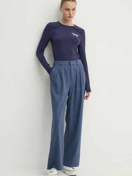 Abercrombie & Fitch Majica z dolgimi rokavi modra