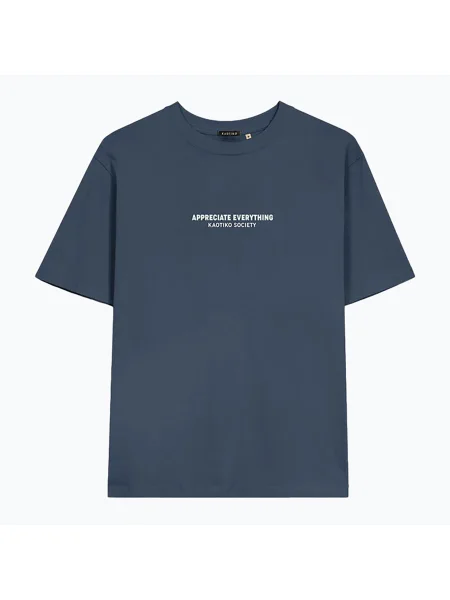 Tricou pentru bărbați Kaotiko Washed Expect Nothing navy albastru închis