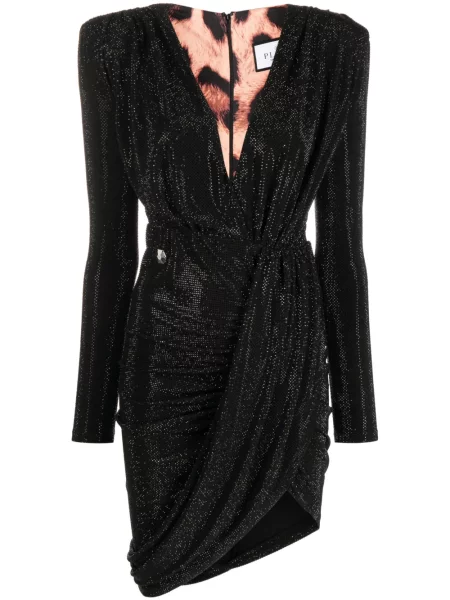 Rochie Philipp Plein cu decolteu în V de cristal negru