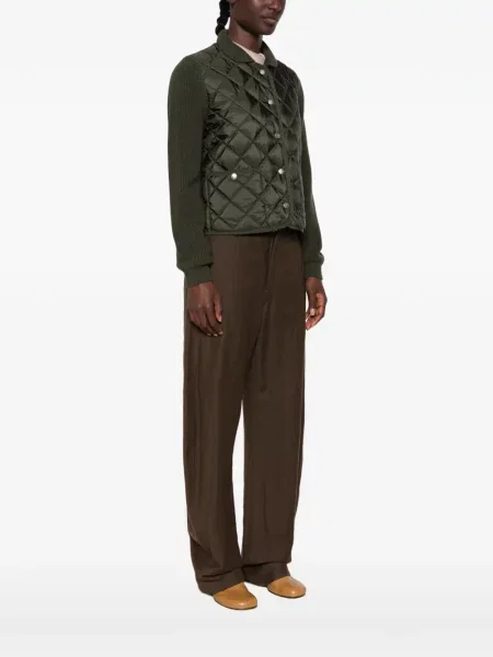 Matlasat geacă Moncler tricotate verde