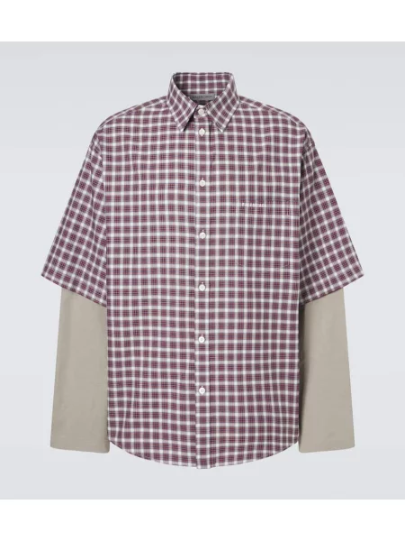 Kostkovaná košile Balenciaga červená