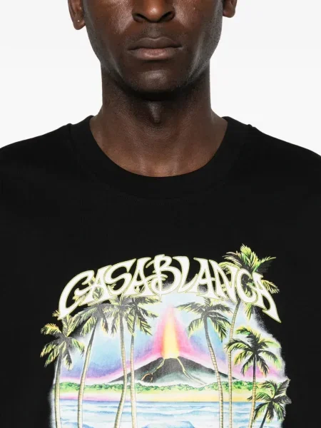 Tricou Casablanca cu imagine cu imprimeu tropical negru