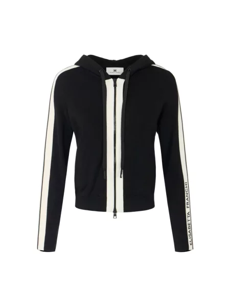 Dzianinowy sweter Elisabetta Franchi z logo czarny