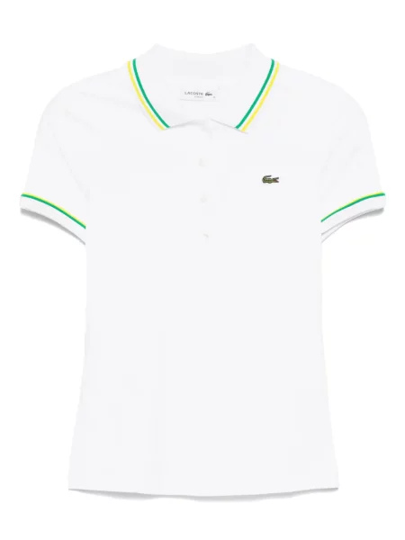 Polo Lacoste din jerseu alb