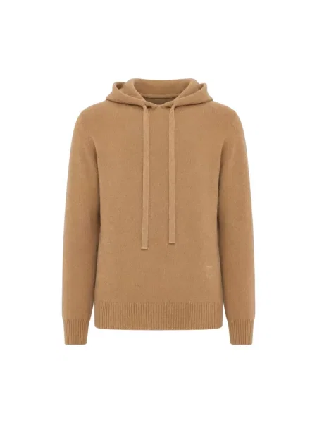 Bluza z kapturem Laneus z kaszmiru beżowa