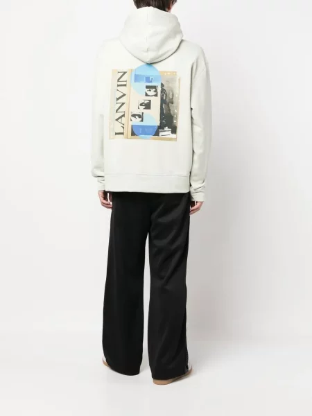 Суичър с качулка Lanvin с принт зелено