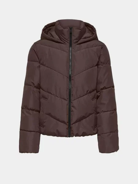 Демісезонна куртка Only CLAIR PUFFER HOOD JACKET темно-коричневий коричнева