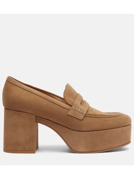 Pantofi cu toc Gianvito Rossi din piele de căprioară bej