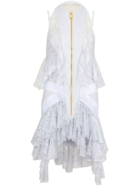 Nėriniuota mini suknelė Balmain pilka