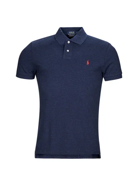 Pletená polokošeľa Polo Ralph Lauren s krátkymi rukávmi modrá