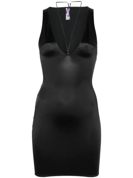 Rochie mini Maison Close cu decolteu în V de costum negru