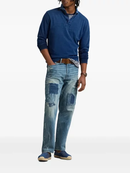 Vlněná zateplená džínová bunda Polo Ralph Lauren s oděrkami modrá