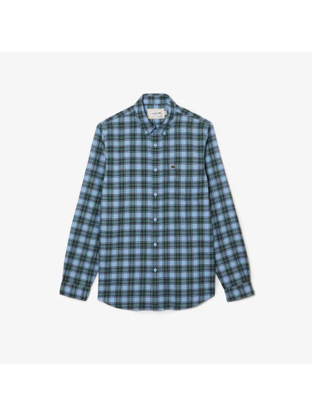 Lacoste Koszula W Kratę Regular Fit niebieska