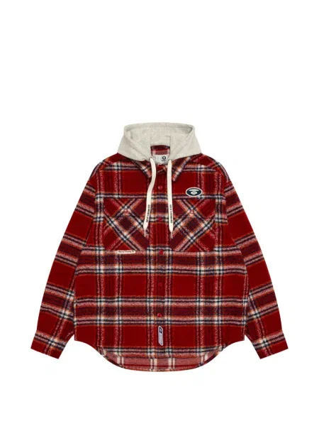 Cămașă Aape By A Bathing Ape în carouri cu glugă roșu