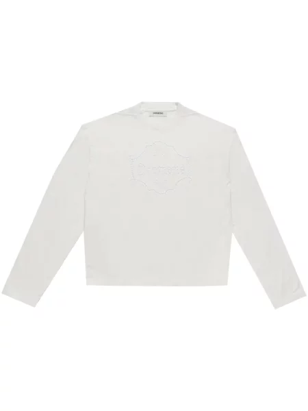 Lung tricou Diomene cu broderie cu mâneci lungi alb