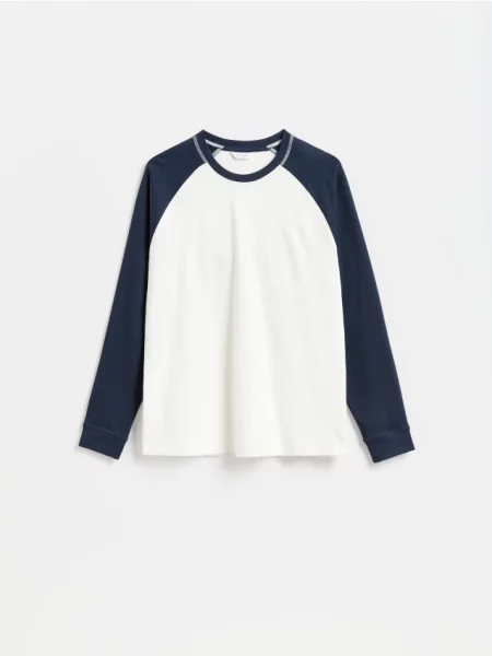 Reserved Tricou cu mânecă lungă din bleumarin