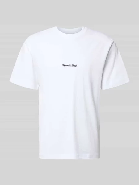 T-shirt z wyhaftowanym logo model ‘NORREBRO’ Jack & Jones biała