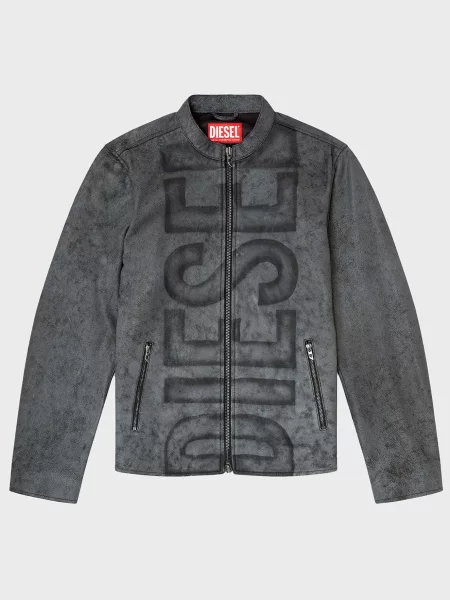 Шкіряна куртка Diesel сіра