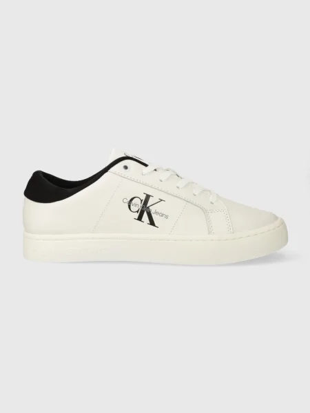 Calvin Klein Jeans Usnjene superge CLASSIC CUPSOLE LOW ML LTH bela