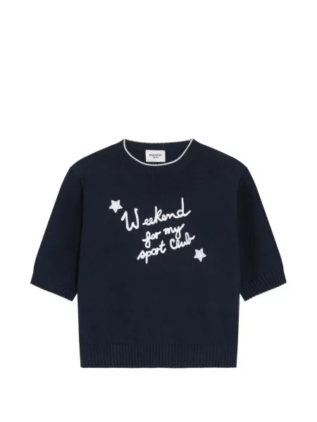 Scurt pulover Weekend Max Mara cu broderie albastru