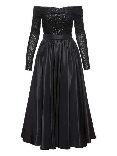 Rochie midi Nissa cu paiete până la genunchi de costum negru