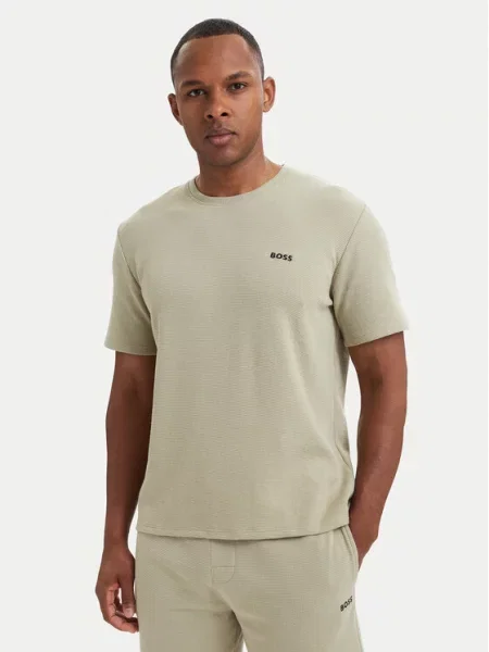 BOSS Tricou Waffle deschis verde