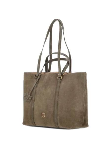 Geantă shopper Pinko din piele de căprioară maro