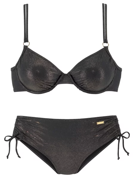LASCANA Costum de baie două piese auriu negru