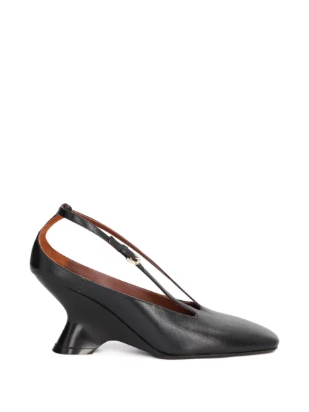 Pantofi cu toc Dries Van Noten din piele cu pană negru