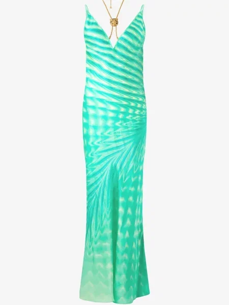 Maxi rochie maxi Roberto Cavalli de costum verde