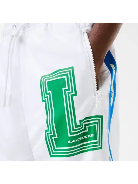 Lacoste Spodnie Dresowe Holiday Unisex Z Nadrukiem Regular Fit białe