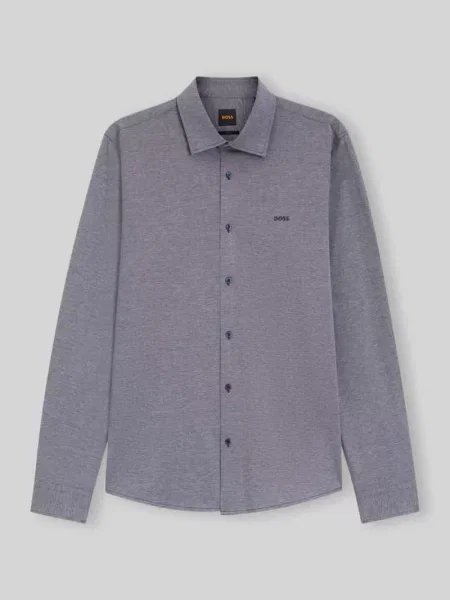 Koszula casualowa o kroju slim fit z czystej bawełny model Boss Orange niebieska