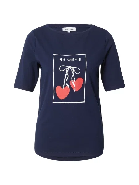 MORE & MORE Tricou Cherry Hearts albastru închis / roșu alb