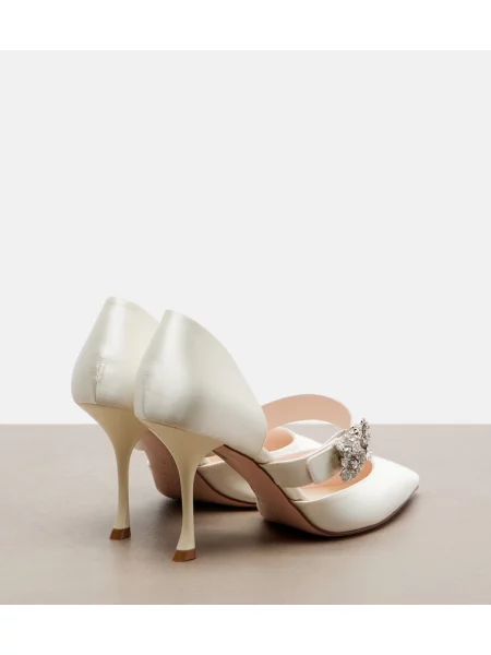 Pantofi cu toc Roger Vivier din satin alb