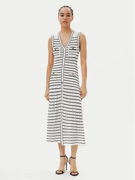 Gaudi Sukienka dzianinowa Écru czarna