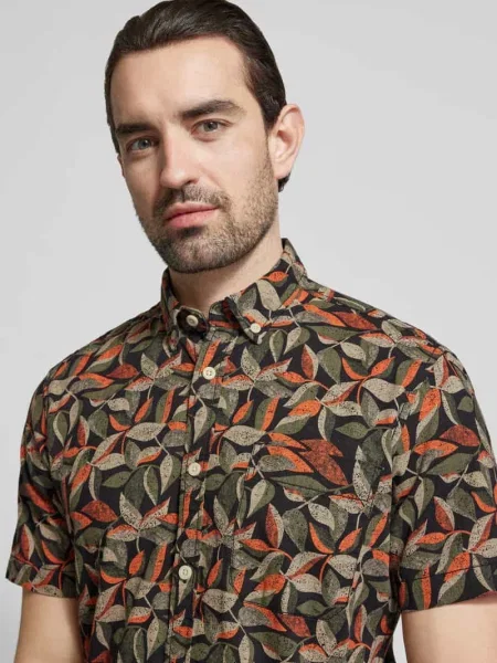 Koszula casualowa o kroju regular fit z czystej bawełny Camel Active pomarańczowa