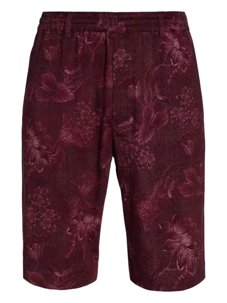 Květinové žakárové kraťasy June 79 červené