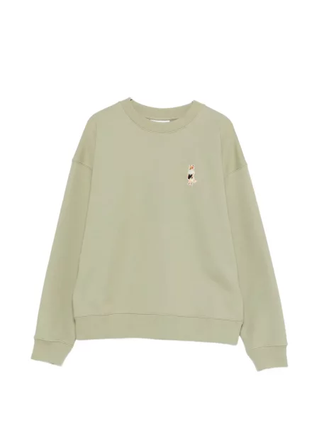 Hanorac Maison Kitsune cu broderie verde